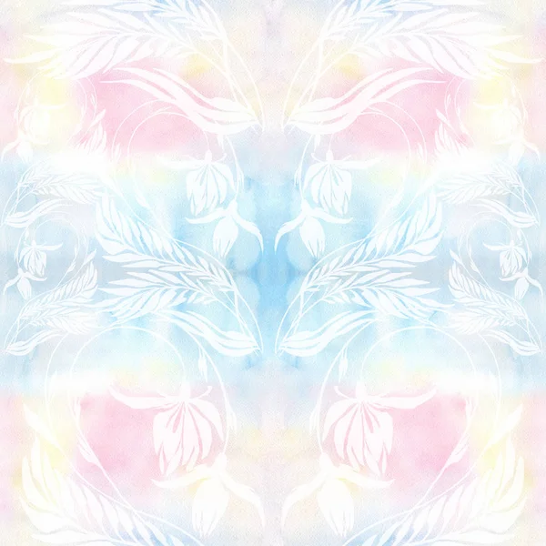 Fond sans couture. Collage de fleurs sur un backgrou aquarelle — Photo
