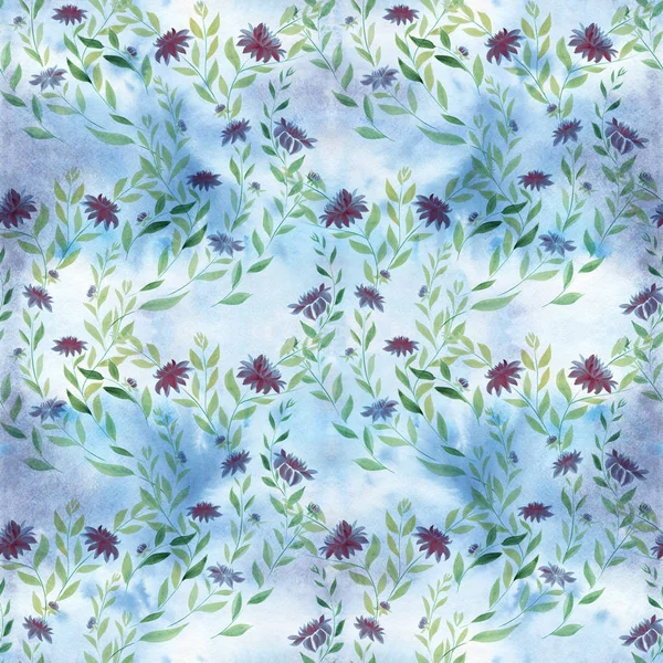 Seamless background. Flower, background pattern - floral motifs on a watercolor background. Watercolor. — Stock Photo, Image