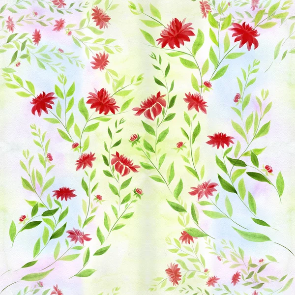 Nahtloser Hintergrund. Blume, Hintergrundmuster - florale Motive auf einem Aquarell-Hintergrund. Aquarell. — Stockfoto
