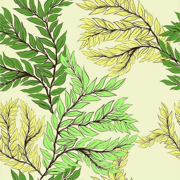 Vektor nahtlose Muster. Zweig eines Baumes mit kleinen Blättern. Tapete. — Stockvektor