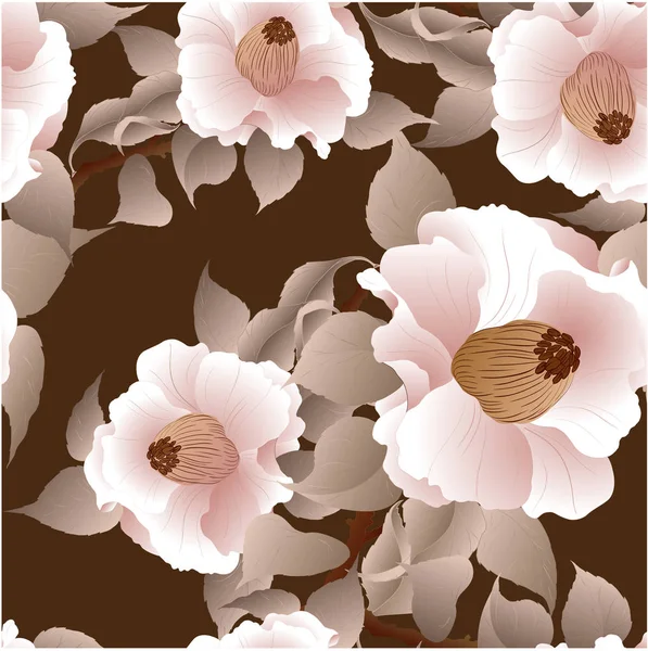 Vector Image Flowers Decorative Composition Wallpaper Seamless Pattern Use Printed — Stock Vector