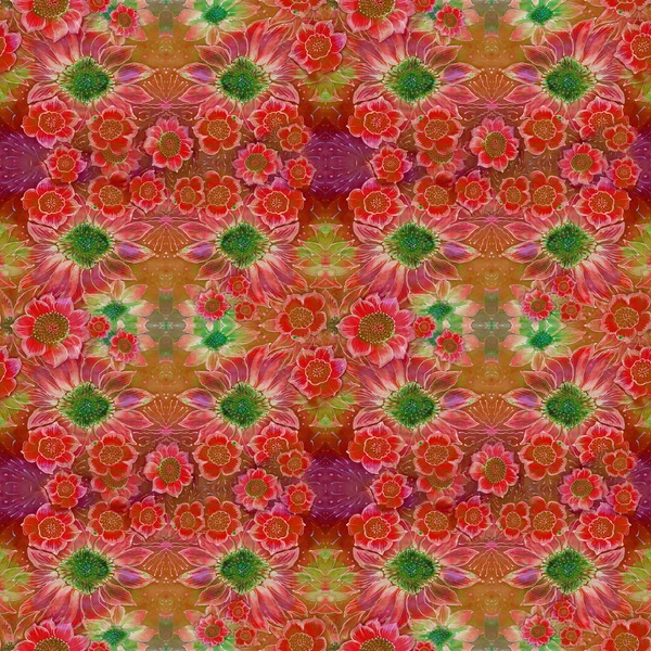Kwiatów. Jednolity wzór. Dekoracyjnych kompozycji - motywów kwiatowych. Batik. Tapeta. — Zdjęcie stockowe