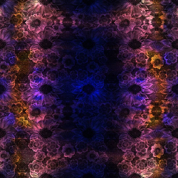 Blumen Nahtloses Muster Dekorative Komposition Blumenmotive Batik Tapete Verwendung Von — Stockfoto