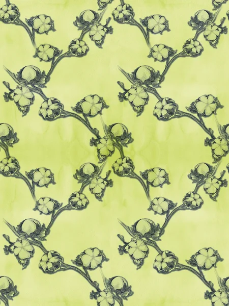 Хлопок - стебельные растения с семенными стручками. Бесшовный шаблон. Wallpape — стоковое фото