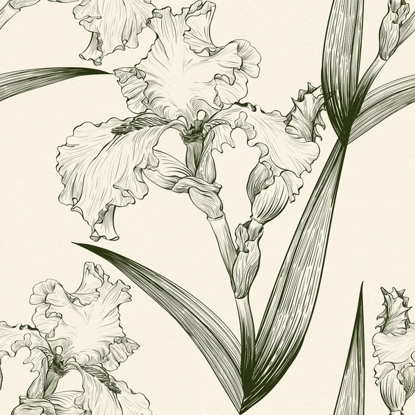 Irises.Seamless pattern. Watercolor painting Wallpaper. — Stock Photo, Image