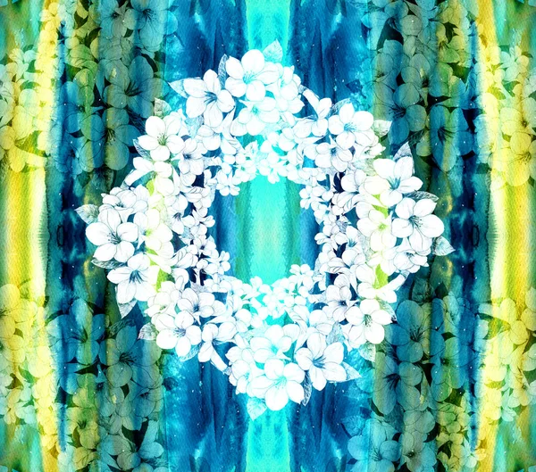 Flores Fundo Aquarela Papel Parede Abstrato Com Motivos Florais Padrão — Fotografia de Stock