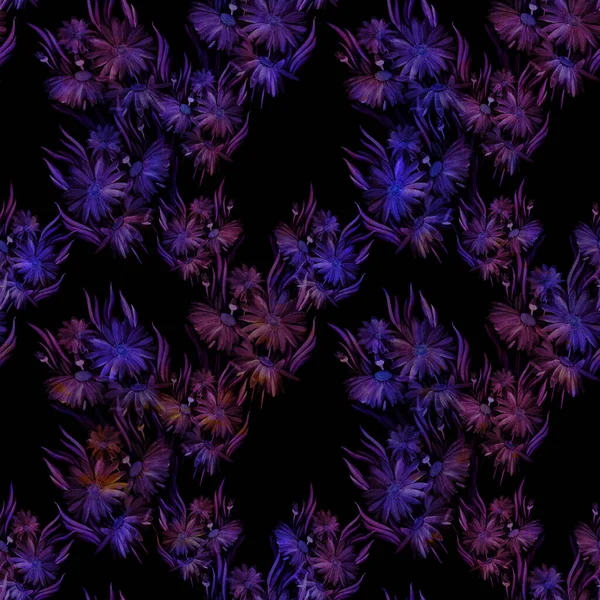 Sedmikrásky Květiny Listy Bezproblémový Vzorec Ilustrace Akvarelů Dekorativní Kompozice Použít — Stock fotografie