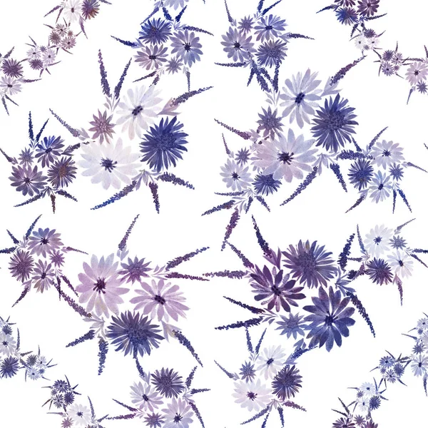 Nahtloses Muster Collage Von Blumen Auf Einem Aquarell Hintergrund Blumen — Stockfoto
