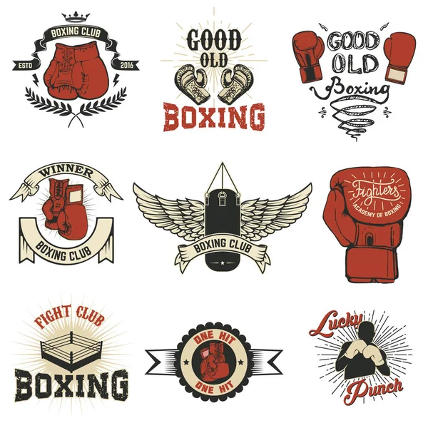 Boxe. Etichette del club di boxe su sfondo grunge. T-shirt stampa t — Vettoriale Stock