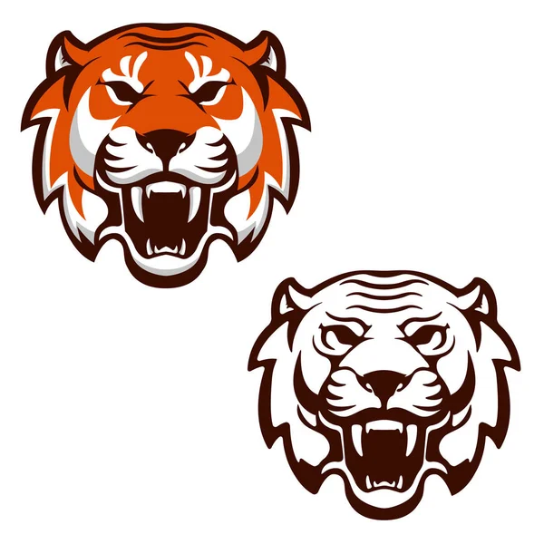 Conjunto de cabezas de tigre. Mascota del equipo deportivo. Elemento de diseño para lo — Vector de stock