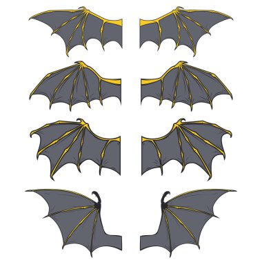 Ve güzel ejderha veya yarasa kanatlar üzerinde beyaz ba izole karikatür tarzı