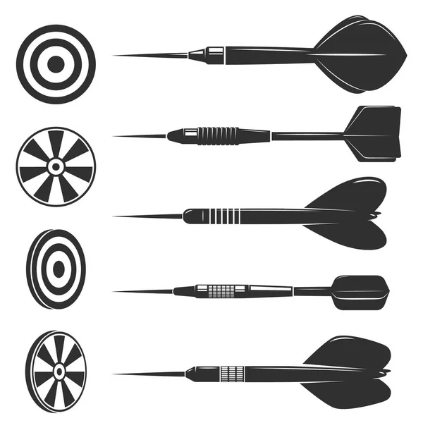 Darts-Set für Darts-Spiel. Gestaltungselemente für Logo, Etikett, em — Stockvektor