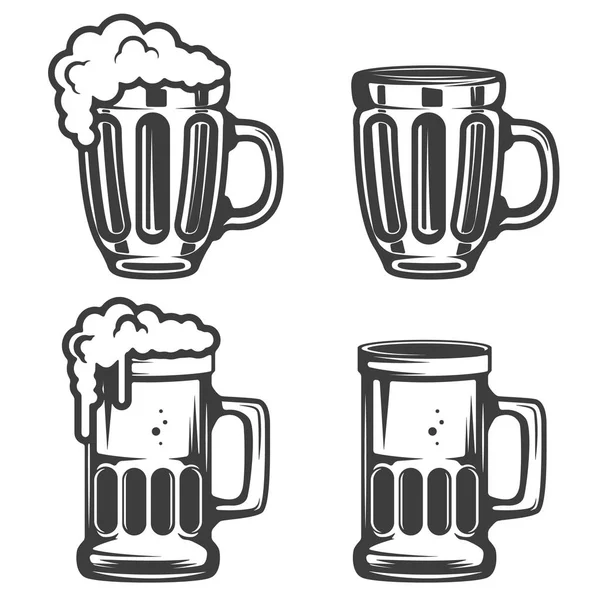 Set of beer mugs icons isolated on white background. — Stock Photo, Image