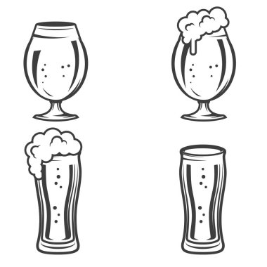 Beyaz arka plan üzerinde izole simgeler kümesi bira yokmu.