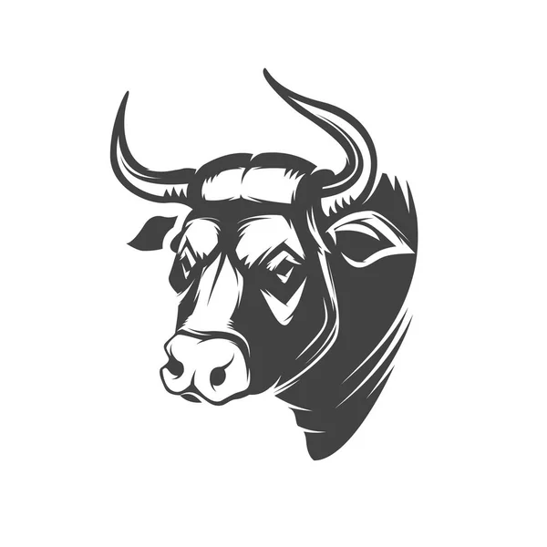 Hoofd embleem Bull geïsoleerd op witte achtergrond. — Stockvector