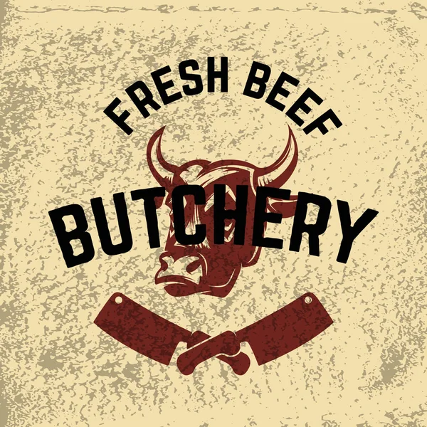 taze et. Kasaplık. El inek kafa grunge arka plan üzerinde çekilmiş..