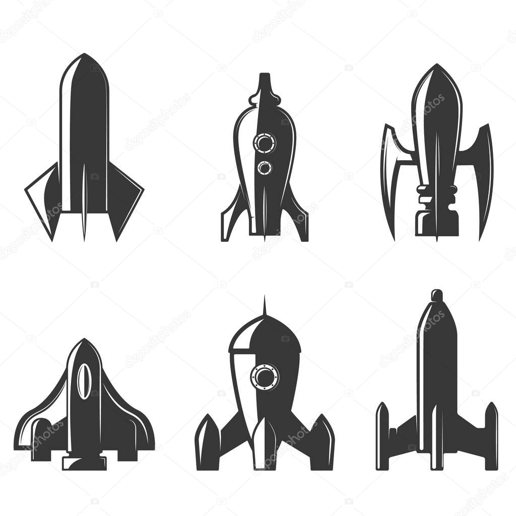 Set of the rockets icons.
