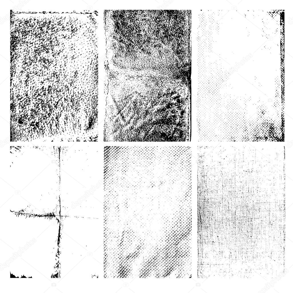 Set of the vector grunge textures isolated on white background.