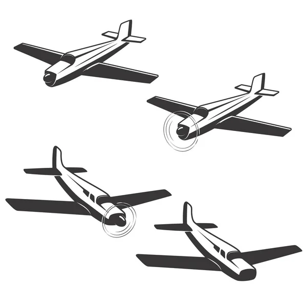 Conjunto de ícones de avião isolados sobre fundo branco. Elemento de projeto —  Vetores de Stock