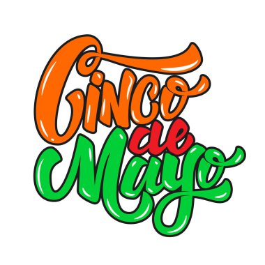 Cinco de Mayo. Beyaz bac izole ifade yazı elle çizilmiş