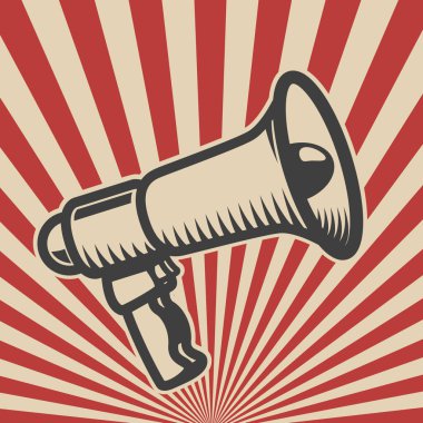 Vintage megafon retro tarzı arka plan üzerinde. Tasarım öğesi için