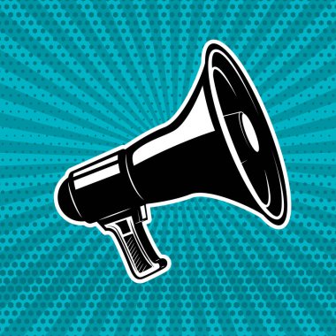 Vintage megafon pop sanat stil arka plan üzerinde. Tasarım öğesi fo