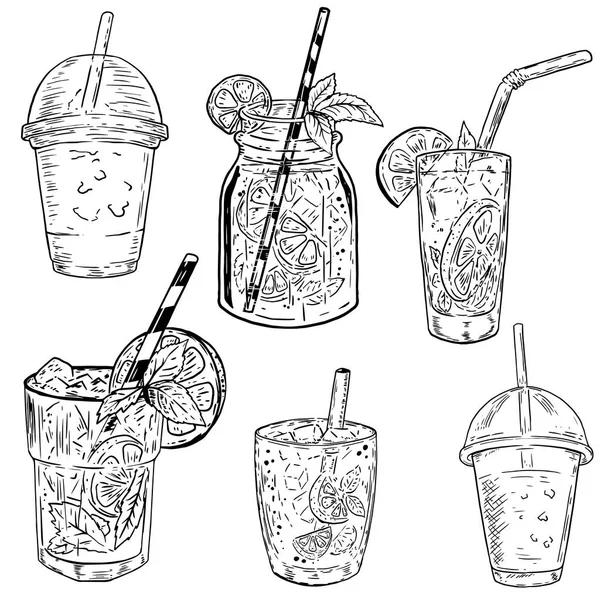 Набор иллюстраций к коктейлям ручной работы. Элементы дизайна для p — стоковый вектор