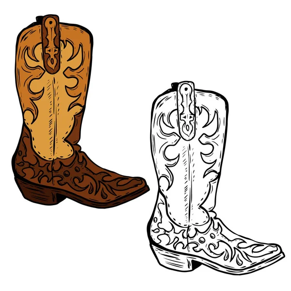 Mão desenhado botas Cowboy ilustração. Elemento de design para cartaz , — Vetor de Stock