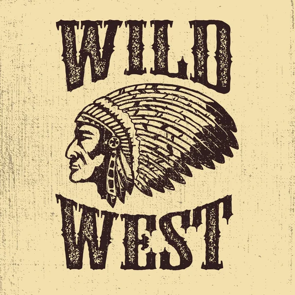 Wild West. Nativo americano chefe ilustração. Elemento de projeto — Vetor de Stock