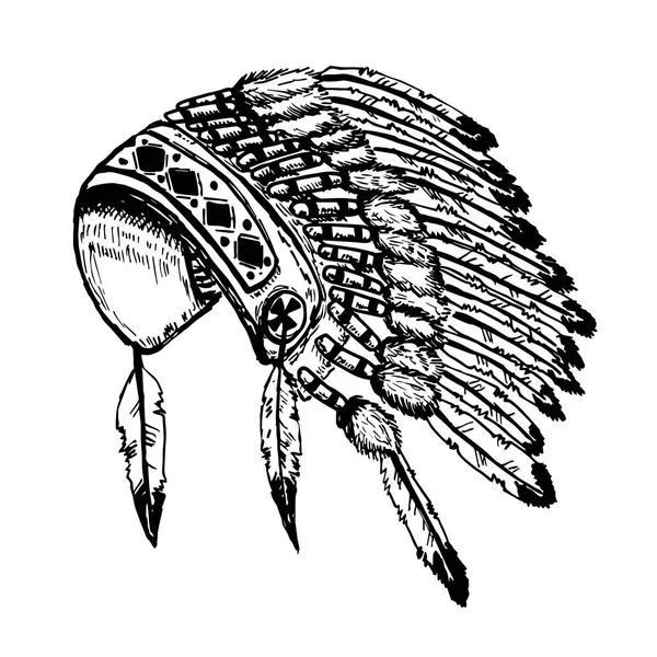 白の表現が上分離されてネイティブ アメリカン インディアン チーフ頭飾り — ストックベクタ