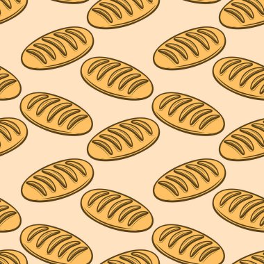 Taze ekmek resimli seamless modeli. Tasarım öğesi