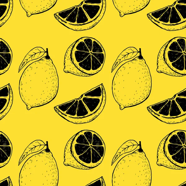 Бесшовный узор с лимонами. векторная иллюстрация — стоковый вектор