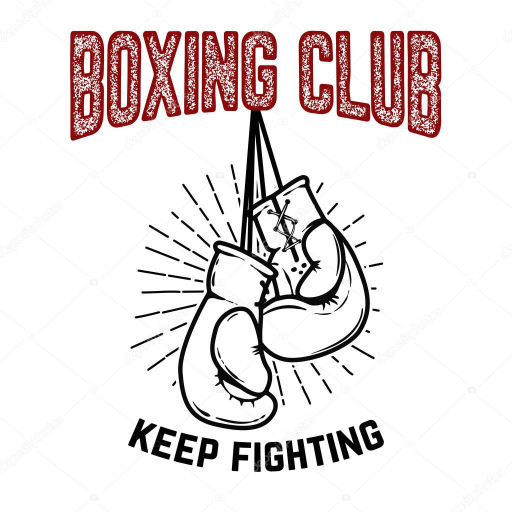 Boxing club, keep fighting. Boxing gloves on white background. D