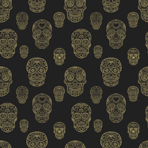 El ile Seamless Modeli şeker kafatasları çizilmiş. Ölülerin günü. Dia de los muertos. 