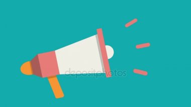 Megafon simgesi video animasyon. Dikkat işareti animasyon