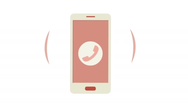 Telefon ring animation. Mobiltelefon med rörliga signalstaplar — Stockvideo