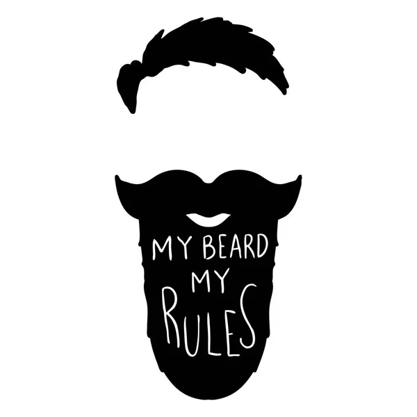 Mi barba mis reglas. Barba humana con letras . — Vector de stock