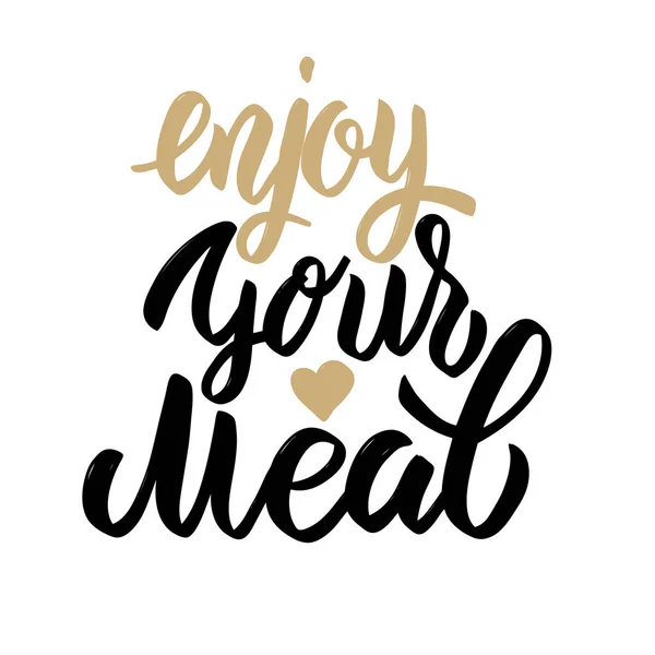 Enjoy your meal. Hand drawn lettering phrase isolated on white background. — Stock Vector