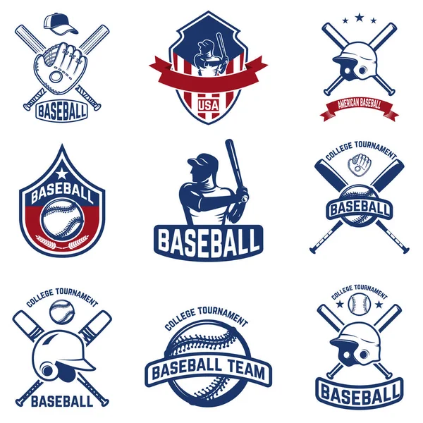 Zestaw emblematów baseball. Baseball turnieju. — Wektor stockowy