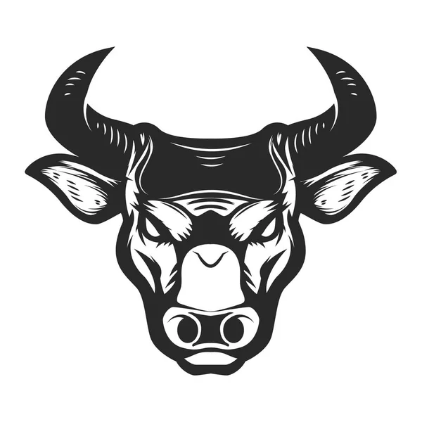 Hoofd pictogram Bull geïsoleerd op witte achtergrond. — Stockvector