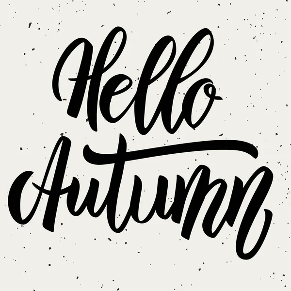 Merhaba sonbahar. Beyaz arka plan üzerinde yazı elle çizilmiş. 