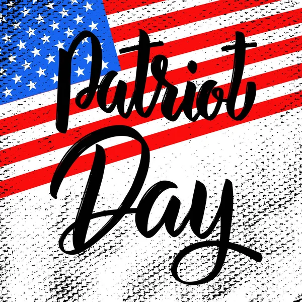 Patriot day. Hand drawn lettering on american flag background. D — Stock Vector
