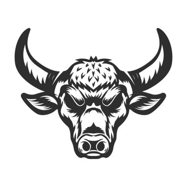 Beyaz arka plan üzerinde boğa baş illüstrasyon. 