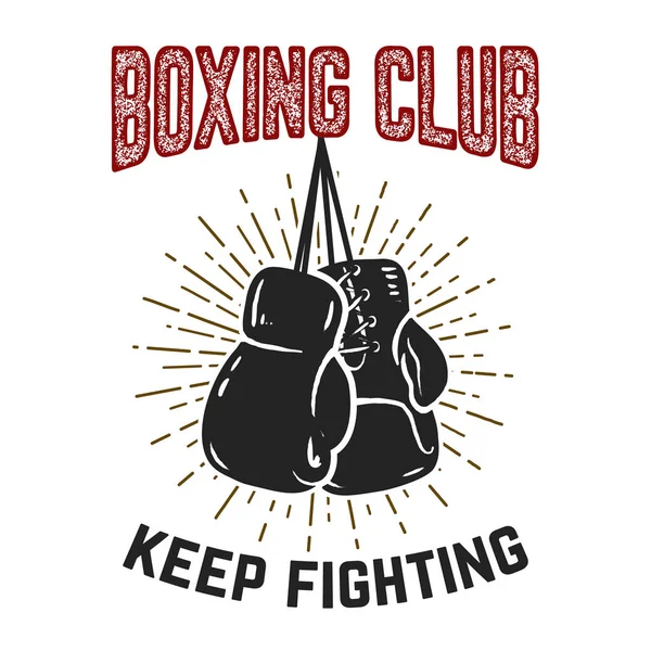 Boxing club. Keep fighting. Boxing gloves on grunge background. — Stock Vector