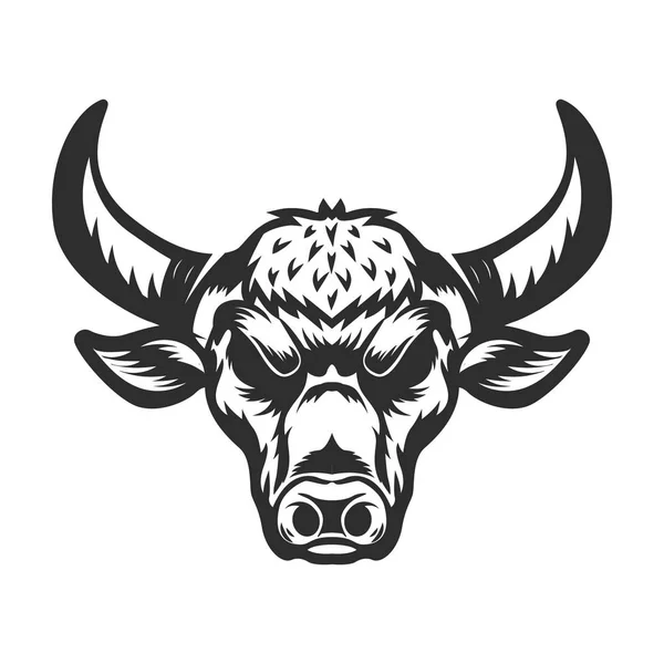 Bull hoofd afbeelding op witte achtergrond. — Stockvector