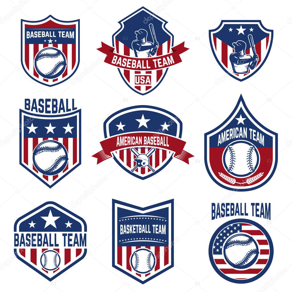 Set of baseball emblems. Baseball tournament.
