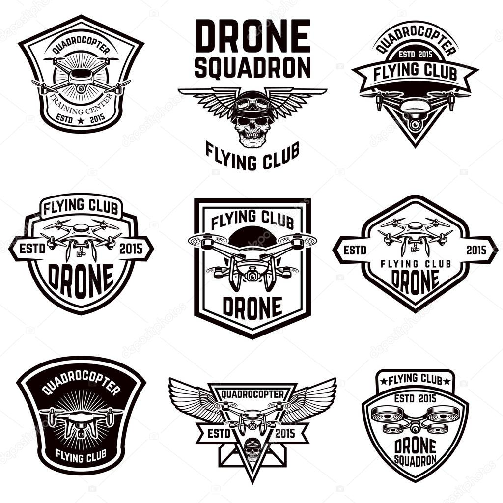 Set of emblems with drone. 
