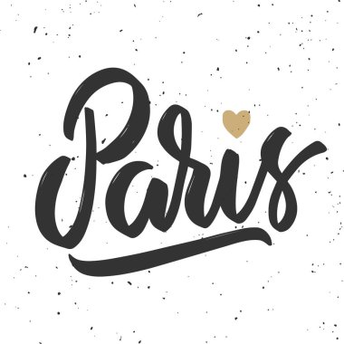 Paris. Elle çizilmiş yazı ifade. Tasarım öğesi kartý, poster, afiş için. Vektör çizim