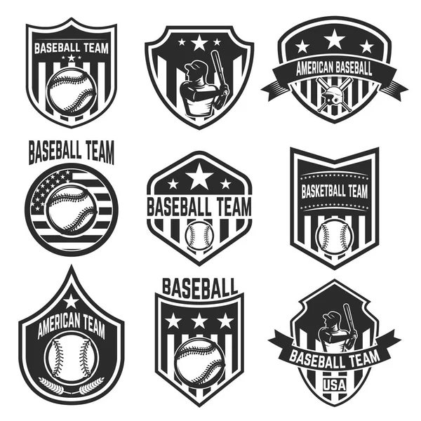 Zestaw emblematów team baseball na białym tle. — Wektor stockowy