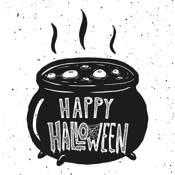 Trick or treat. Heks waterkoker illustratie op witte achtergrond. — Stockvector